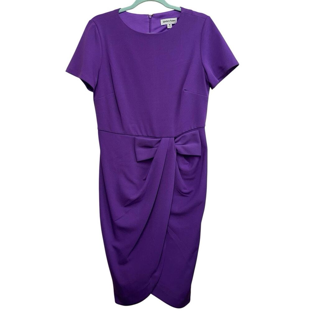 Shelby & Palmer Purple Bow Waist Sheath Dress Size 10 Short Sleeve Cocktail